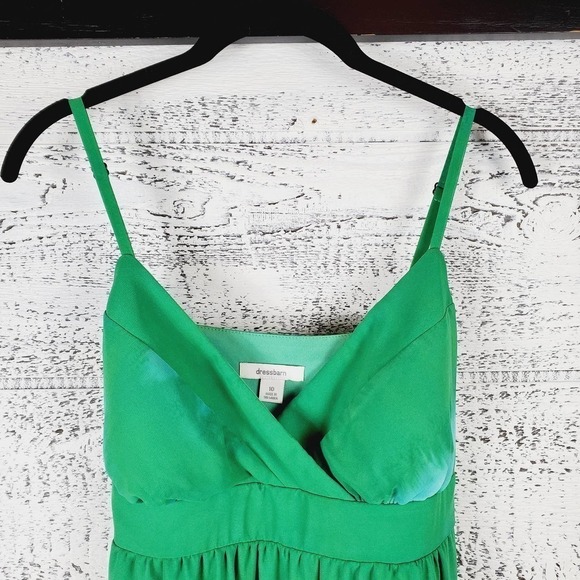 Dressbarn Green Maxi Surplice Neckline Sleeveless Dress Sz 10 - Picture 3 of 13